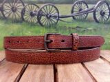 Yellowstone Bison Leather Belt in English Tan with 1" Antique Brass Buckle