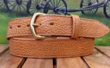 Yellowstone Natural Bison Leather Belt with 1-1/2" Natural Brass Buckle