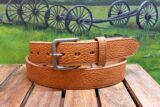 Yellowstone Bison Leather Belt in Natural Bison with 1-1/2" Nickel Matte Buckle