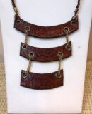 Brown Three Piece Leather Dangle Necklace