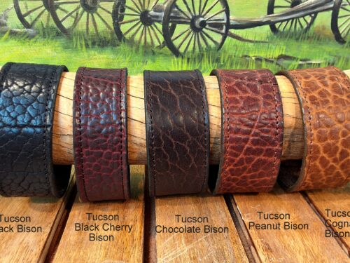 Tucson Bison Stitched Border Leather Wristband Bracelet Cuff Colors