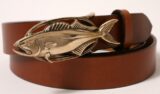 Blue Fish Leather Belt in Red Bronze