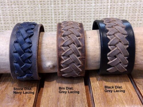 Hand Braided Leather Wristband with Contrast Lacing