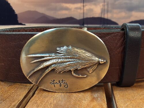 Lefty's Signed Deceiver Fly Fishing Buckle in Bronze