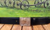American Bison Buckle Leather Belt in Black Bridle Leather