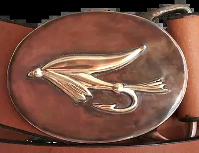 Classic Fly Fishing Belt Buckle in 1-1/2" Bronze