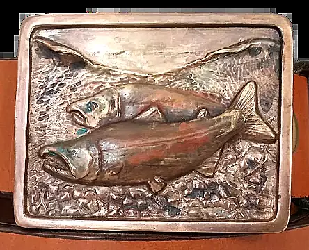 Salmon Belt Buckle in 1-1/2" Bronze