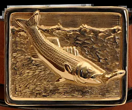 Striped Bass Belt Buckle in 1-1/2" Bronze