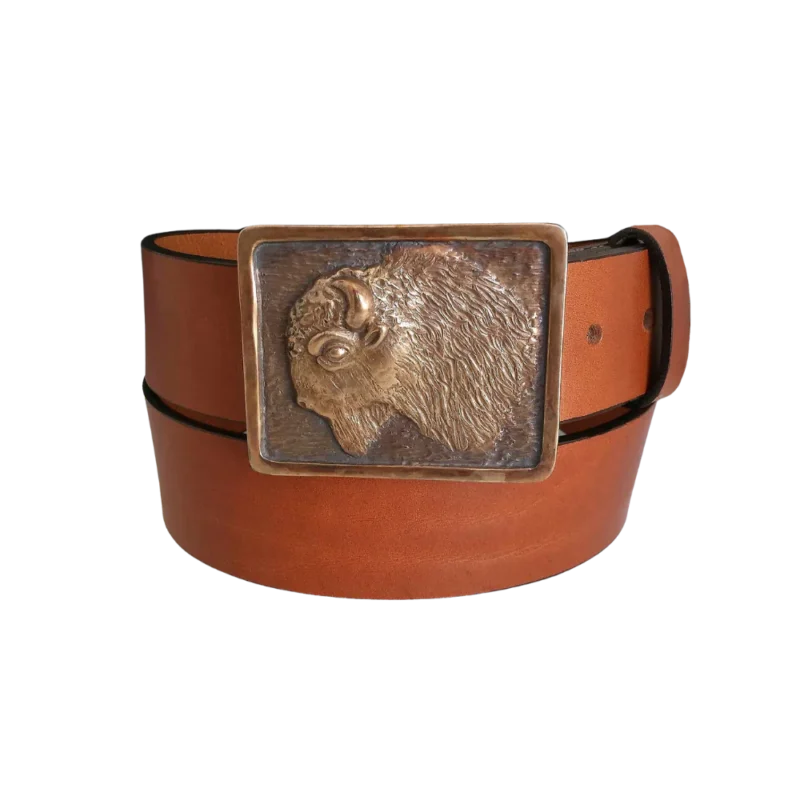 American Bison Buckle Leather Belt