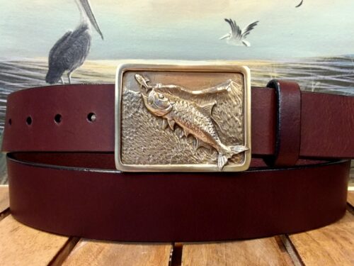 Tarpon Fly Fishing Leather Angler Belt on Walnut Bridle