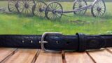Tucson Bison Leather Belt in 1-3/8" Black with Antique Silver Buckle