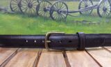 Tucson Bison Leather Belt in 1-3/8" Chocolate with Antique Brass Buckle