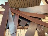 Box of Brown Belt Weight Leather Scrap Pieces