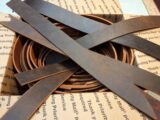 Box of Brown Distressed Belt Weight Belt Leather Scrap Pieces