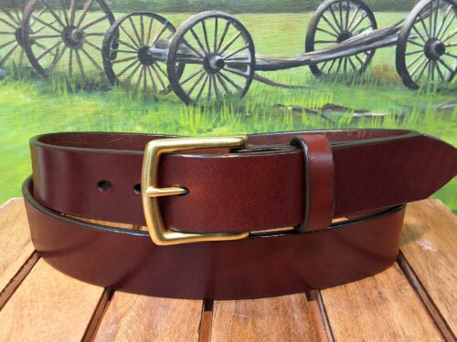 Bridle Leather Belt in Walnut Bridle with 1-1/2" Natural Brass Buckle