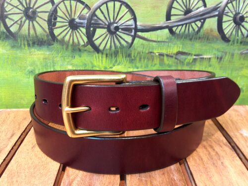 Bridle Leather Belt in Chestnut Bridle with Natural Brass Buckle