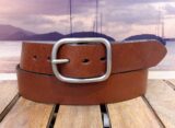 Center Bar Leather Belt in Tan Aztec with 1-1/2" Nickle Matte Buckle