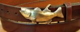 Striped Bass Profile Fishing Angler Buckle in Bronze