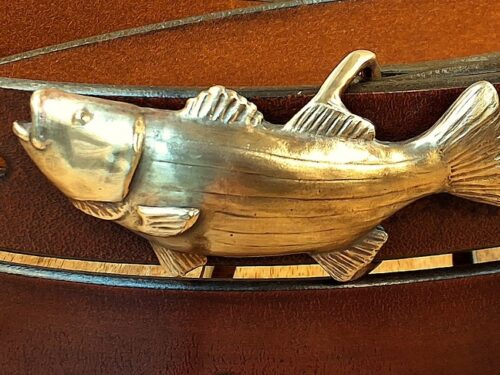 Striped Bass Profile Fishing Angler Buckle in Bronze