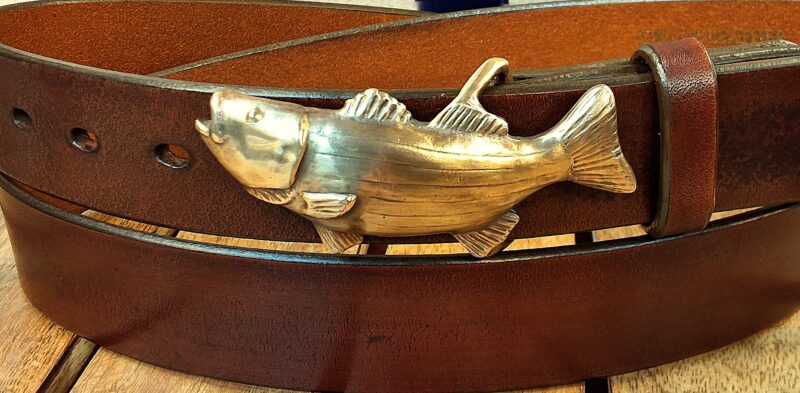 Striped Bass Profile Fishing Buckle in Bronze