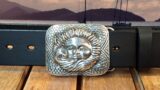 Celestial Body Belt Buckle in Silver Plate