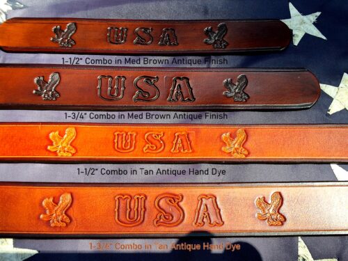 Hand Tooled USA Leather Belt, USA Eagle Combo