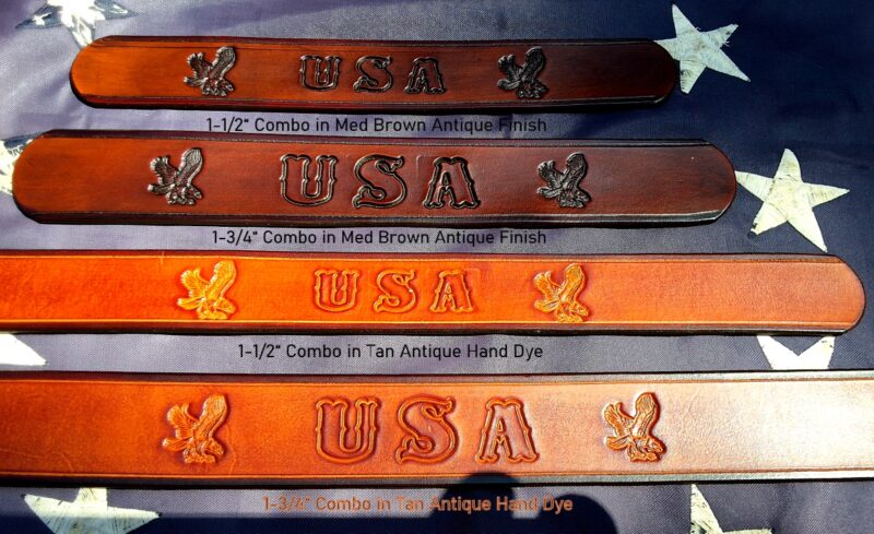 Hand Tooled USA Leather Belt, USA Eagle Combo