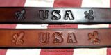 Hand Tooled USA Leather Belt, USA Eagle Combo