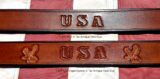 Hand Tooled USA Leather Belt, USA and USA Eagle Combo