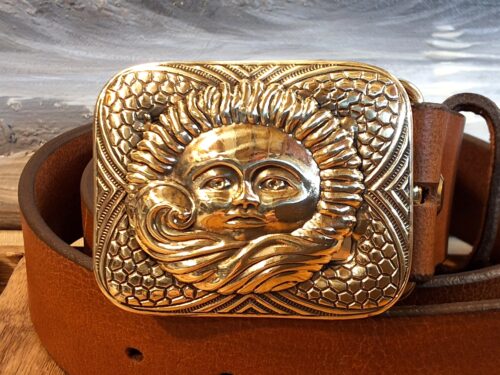 Celestial Body Belt Buckle in Solid Brass