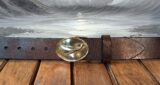 Sperm Whale Leather Belt on Kaish Solid Brass Buckle on Brown Vintage Glazed Leather