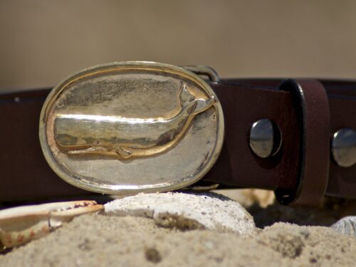 Sperm Whale Leather Belt with Solid Brass Buckle