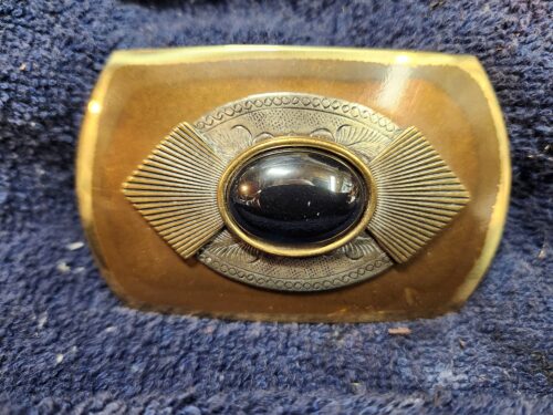 Vintage Brass Hematite Belt Buckle