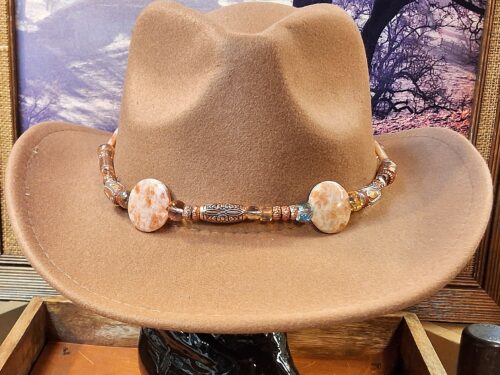 Artisan Handcrafted Beaded Leather Hatband