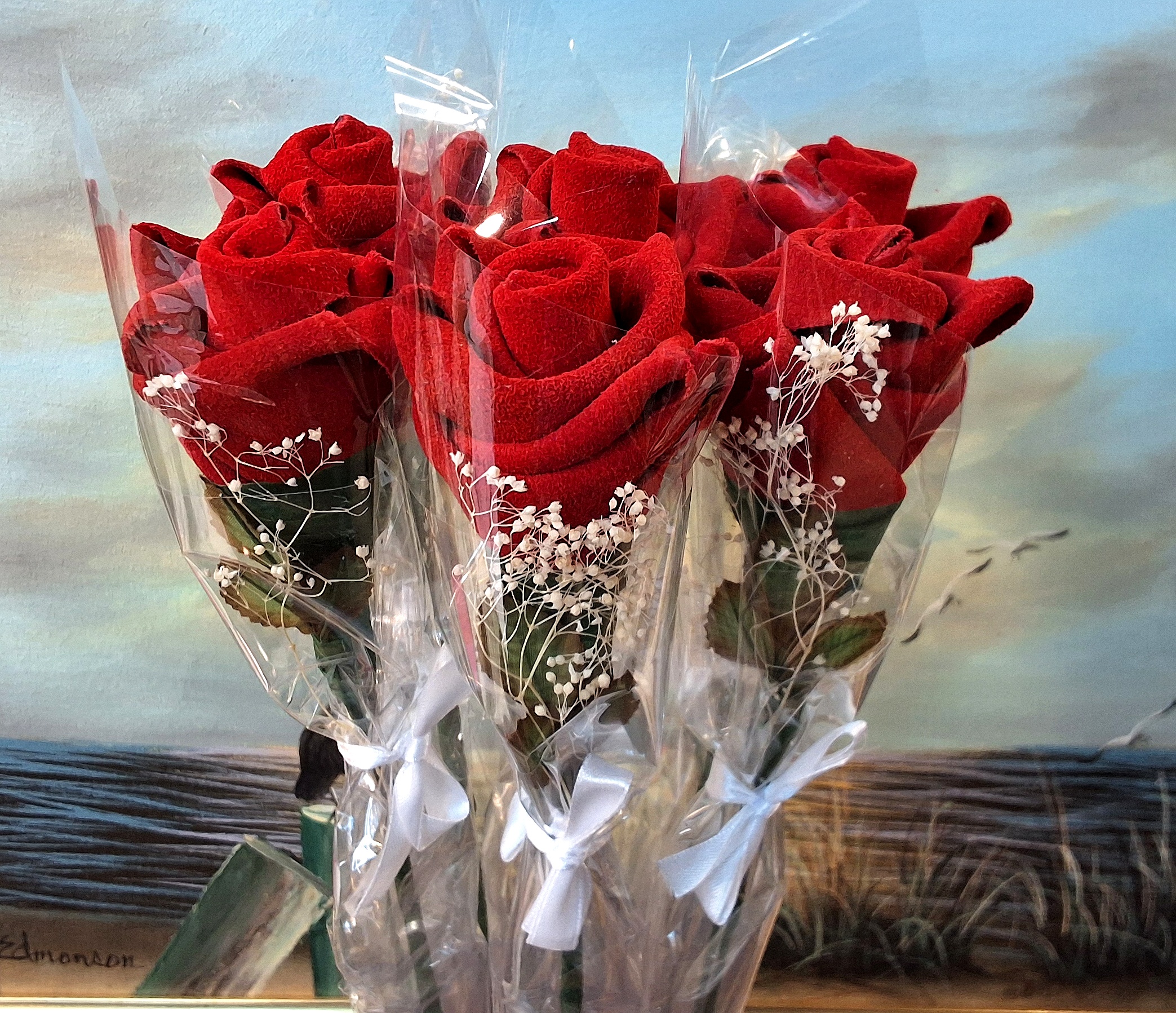 1/2 Dozen Leather Red Roses