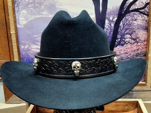 Artisan Handcrafted Skulls Leather Hat Band