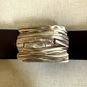 Artisan Handcrafted Abstract Leather Belt Buckle #1 in Yellow Bronze